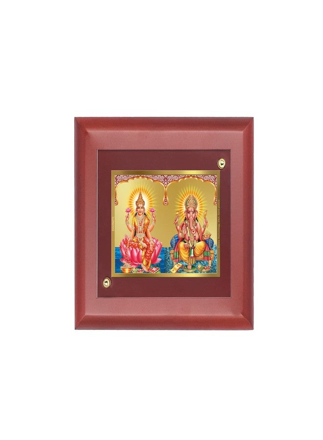 DIVINITI 24K Gold Plated Foil Lakshmi&Ganesha Rectangular Wall Photo Frame,Table Decor|Mdf 2 Wooden Wall Photo Frame And|Religious Photo Frame Idol For Pooja,Gifts Items(20.0Cmx16.0Cm) - Image 2